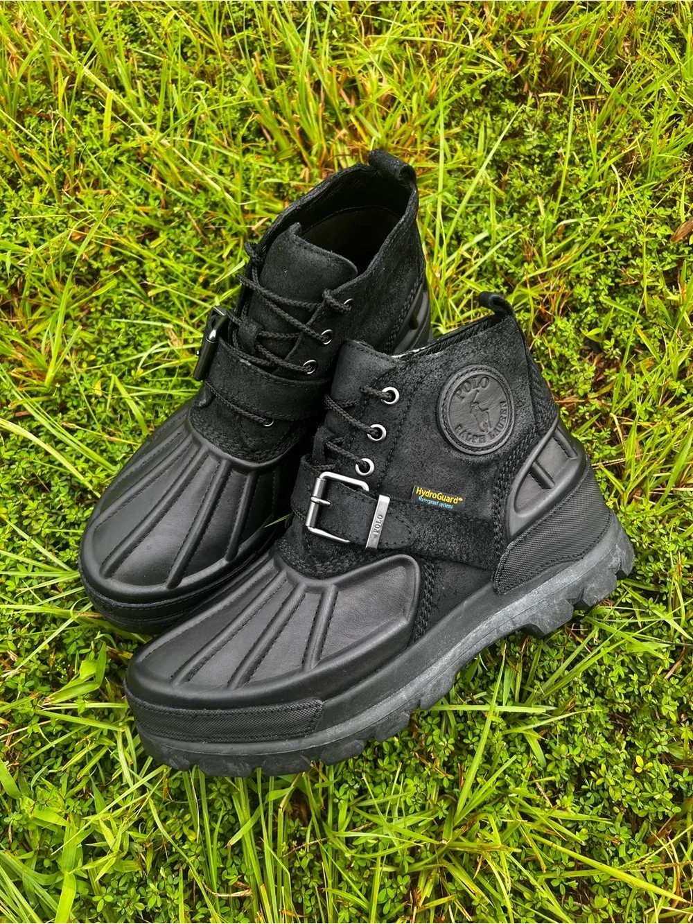 NEW Polo size 8.5 Mens Ralph Lauren Oslo Low Black Leather Boots